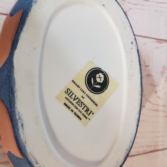 Vintage 80s Silvestri Ceramic White Cat Covered Bowl 7" Farmhouse Trinket Dish - Picture 5 of 10